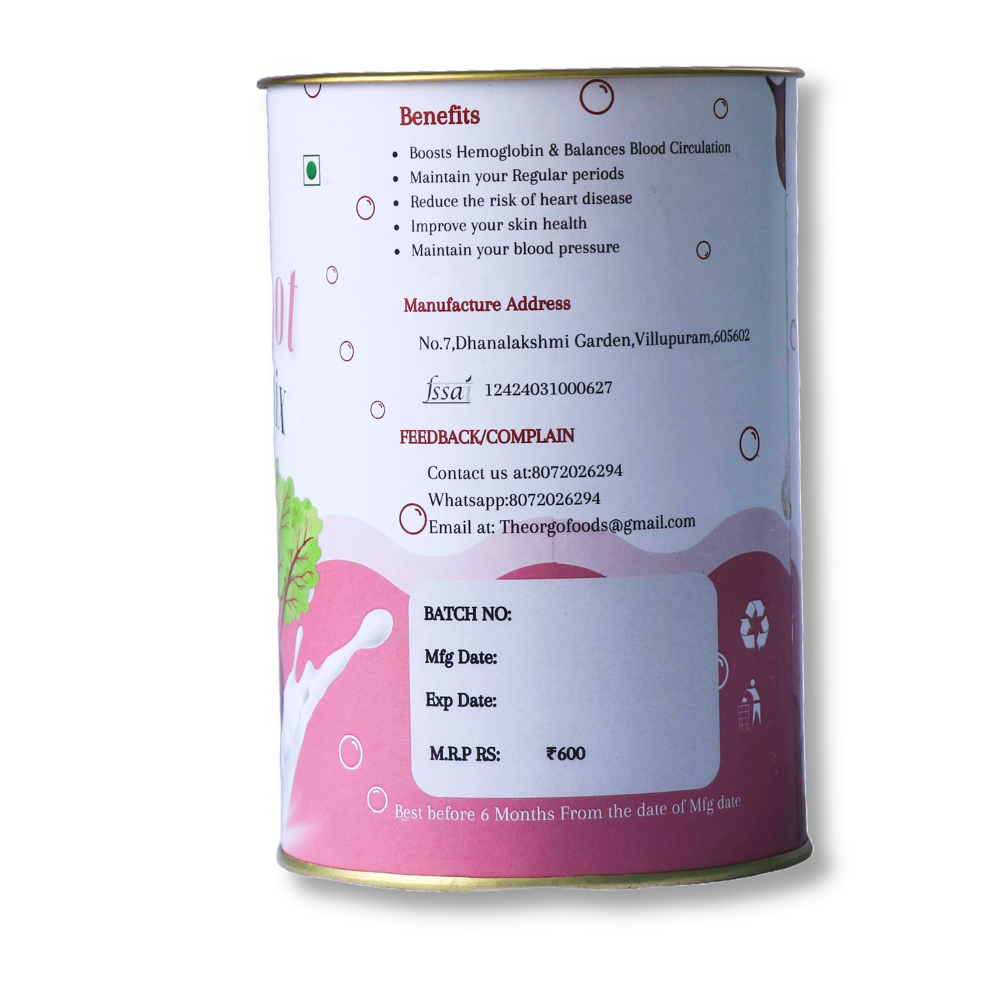 Beetroot  Malt for Natural Period & Haemoglobin Support
