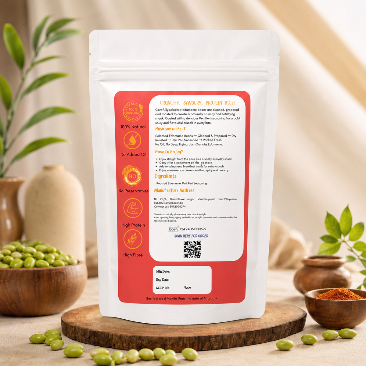 Peri Perin Roasted Edamame - Vegan High-Protein Snack