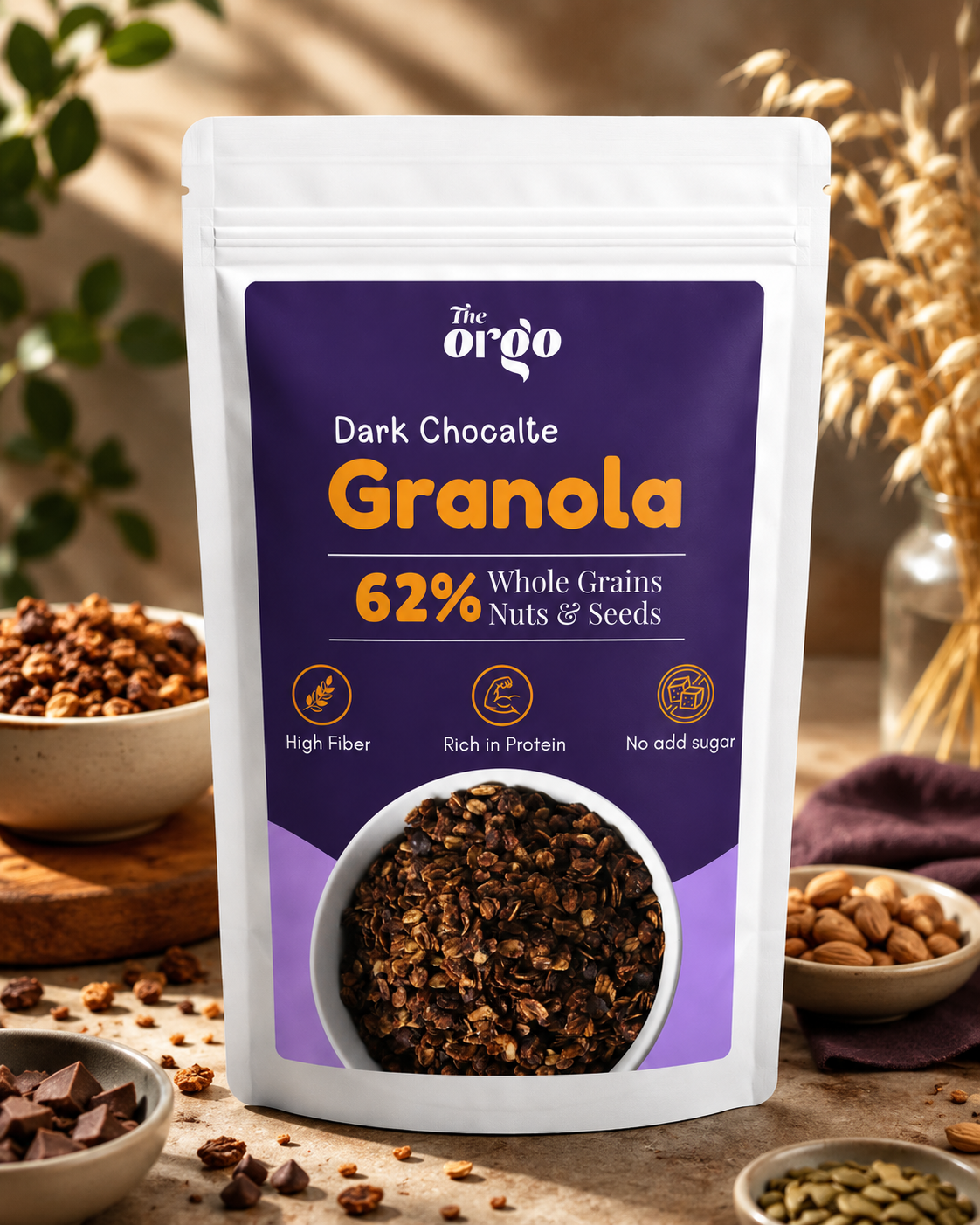 The Orgo High Protein Granola — Oats, Nuts & Mixed Grains | No Maida | No Refined Sugar